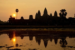 Silhouette Angkor Wat Against Sky During Sunset Silhouette Angkor Wat Against Sky During Sunset
