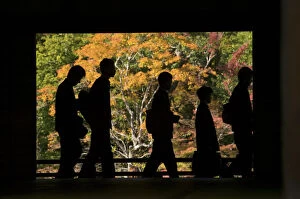 Images Dated 16th November 2004: Silhouettes of visitors during fall colour festival, Kyoto, Honshu, Japan