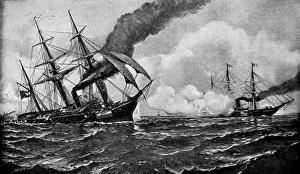 Sinking of the Alabama by Julian O. Davidson - 19th Century Sinking of the Alabama by Julian O. Davidson - 19th Century