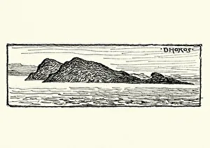 Sketch of Island of Dokos, Greece, 19th Century Sketch of Island of Dokos, Greece, 19th Century
