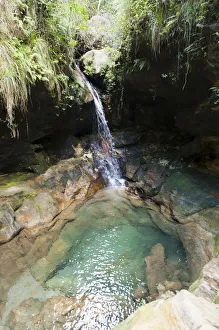 Toliara Gallery: Small waterfall in Gumpe, Blue Pool in Namaza Canyon, Isalo National Park, at Ranohira, Madagascar