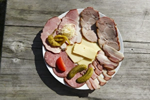 Snack plate, Taferlklause, Salzkammergut region, Upper Austria, Austria, Europe Snack plate, Taferlklause, Salzkammergut region, Upper Austria, Austria, Europe