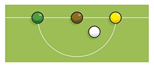 Snooker balls on baulk line, and cue ball within the D Snooker balls on baulk line, and cue ball within the D