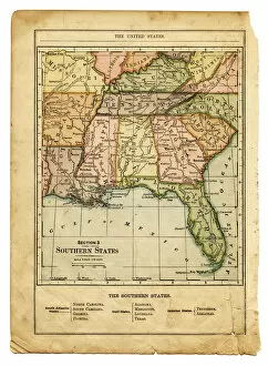 Images Dated 16th August 2011: the southern states usa map