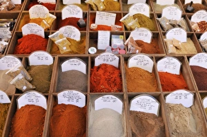 Spices on a market at Nice, Department Alpes-Maritimes, Region Provence-Alpes-CAAŽte d'Azur, France, Europe Spices on a market at Nice, Department Alpes-Maritimes, Region Provence-Alpes-CAAŽte d'Azur, France, Europe