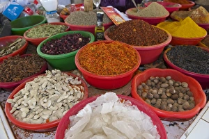 Spices for sale at the bazaar, Bukhara, Uzbekistan Spices for sale at the bazaar, Bukhara, Uzbekistan