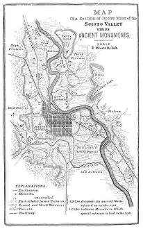 Squier Map of Hopewell Culture National Historical Park in Ross County, Ohio, USA Squier Map of Hopewell Culture National Historical Park in Ross County, Ohio, USA