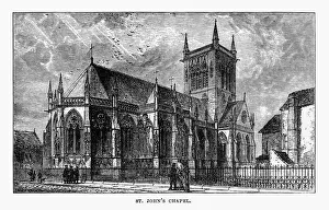 St. Johnas Chapel, Cambridge, Cambridgeshire, England Victorian Engraving, 1840 St. Johnas Chapel, Cambridge, Cambridgeshire, England Victorian Engraving, 1840