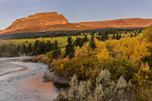 St. Mary River and Singleshot Mountain in autumn in Glacier National Park, Montana, USA St. Mary River and Singleshot Mountain in autumn in Glacier National Park, Montana, USA