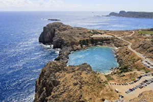 St Pauls Bay seen from Dorian Acropolis of Lindos from about 10th Century BC, Rhodes St Pauls Bay seen from Dorian Acropolis of Lindos from about 10th Century BC, Rhodes
