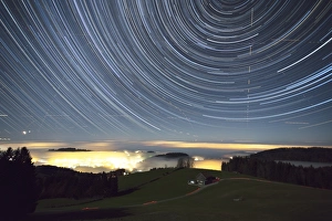 Star traces above Gupf AR, near Rehetobel, Canton of Appenzell Innerrhoden, Switzerland Star traces above Gupf AR, near Rehetobel, Canton of Appenzell Innerrhoden, Switzerland