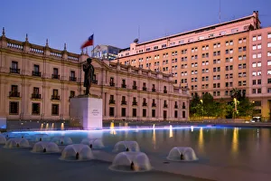 The Statue of the President Arturo Alessandri at Citizenry Square with La Moneda Palace The Statue of the President Arturo Alessandri at Citizenry Square with La Moneda Palace