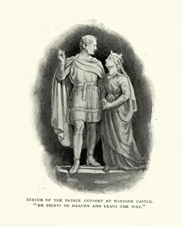 Statue of Prince Albert and Queen Victoria in Medieval costume Statue of Prince Albert and Queen Victoria in Medieval costume