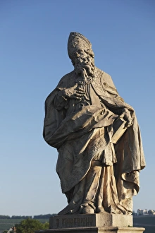 Statue of St. Frederick, Alte Mainbruecke bridge, Wuerzburg, Lower Franconia, Franconia Statue of St. Frederick, Alte Mainbruecke bridge, Wuerzburg, Lower Franconia, Franconia