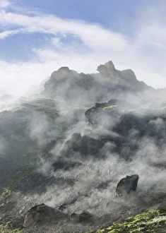 Steam rising from a lava field at the foot of Brennisteinsalda Volcano, Landmannalaugar, Southern Region, Iceland Steam rising from a lava field at the foot of Brennisteinsalda Volcano, Landmannalaugar, Southern Region, Iceland