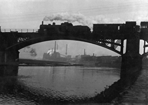 <b class=qtipBold><figcaption>Steam Silhouette</figcaption></b><br>circa 1946: A steam train silhouetted as it crosses the Ruhr. The Friedrich Wilhelm steelworks are in the background. (Photo by General Photographic Agency/Getty Images)<br><em>© This content is subject to copyright.</em> Steam Silhouette