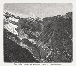 Stelvio Pass (Stilfser Joch), Italy, wood engraving, publisched in 1897 Stelvio Pass (Stilfser Joch), Italy, wood engraving, publisched in 1897