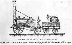 <b class=qtipBold><figcaption>Stephenson's Rocket</figcaption></b><br>October 1829: Stephenson's Rocket, designed by English railway engineer Robert Stephenson, winner of the prize for best locomotive in a contest of steam engines at Rainhill, on the Liverpool and Manchester Railway. (Photo by Hulton Archive/Getty Images) Stephenson's Rocket