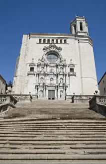 Images Dated 27th July 2007: Steps in front of cathedral, low angle view, Girona, Spain