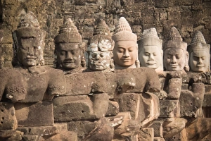 Stone angle statue on the way to bayon temple famous place near angkor wat in siemreap Stone angle statue on the way to bayon temple famous place near angkor wat in siemreap