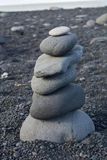 Stone cairn at Djupalonssandur Beach, Snaefellsjokull National Park Stone cairn at Djupalonssandur Beach, Snaefellsjokull National Park