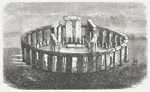 Stonehenge, World Heritage Site in England, wood engraving, published 1876 Stonehenge, World Heritage Site in England, wood engraving, published 1876