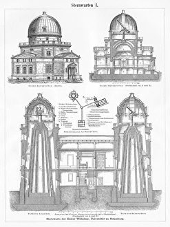 Strasbourg Observatory engraving 1895 Strasbourg Observatory engraving 1895
