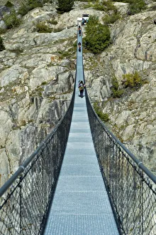 Stressed-ribbon bridge across Massa Gorge, Belalp tourism region, Canton of Valais Stressed-ribbon bridge across Massa Gorge, Belalp tourism region, Canton of Valais