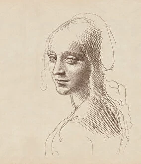 Leonardo Da Vinci Gallery: Study of a girls head by Leonardo da Vinci, c.1483