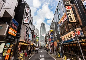Stunning view of the entertainment district at the foot of the skyscrapers of Shinjuku in Stunning view of the entertainment district at the foot of the skyscrapers of Shinjuku in