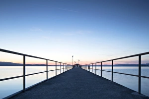 Summer evening mood, boat pier on Lake Constance, Lake Constance, Mannenbach Summer evening mood, boat pier on Lake Constance, Lake Constance, Mannenbach
