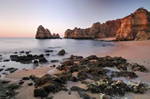 Sunrise on the beach, Lagos, Algarve, Portugal, Europe Sunrise on the beach, Lagos, Algarve, Portugal, Europe