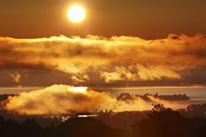 Sunrise, lake Chiemsee and Frauenchiemsee island, also known as Fraueninsel island Sunrise, lake Chiemsee and Frauenchiemsee island, also known as Fraueninsel island