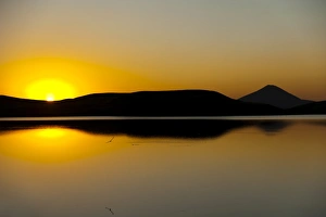 Sunset, crater landscape on Lake Myvatn, Norourland eystra, north-eastern Iceland Sunset, crater landscape on Lake Myvatn, Norourland eystra, north-eastern Iceland