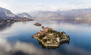 Drone Point Of View Gallery: Sunset over the islands on Lake Maggiore, Italy