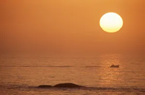 Sunset View from Bantry Bay with Boat in the Foreground Sunset View from Bantry Bay with Boat in the Foreground