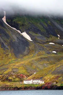 Svalbard Grumant abandoned settlement in summer Svalbard Grumant abandoned settlement in summer