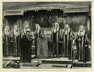 Swearing in of Roundell Palmer as Lord High Chancellor of Great Britain, Westminster Hall, Victorian Swearing in of Roundell Palmer as Lord High Chancellor of Great Britain, Westminster Hall, Victorian
