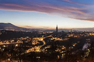 Switzerland, Bern-Mittelland, Bern, Old town at sunset Switzerland, Bern-Mittelland, Bern, Old town at sunset