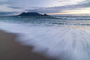 Robben Island Collection: Table Mountain, Lions Head and Devils Peak in the evening light, panoramic views of Cape Town