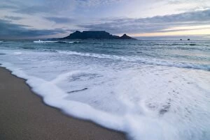 Robben Island Collection: Table Mountain, Lions Head and Devils Peak in the evening light, panoramic views of Cape Town