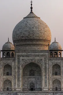 <b class=qtipBold><figcaption>Taj Mahal close up at sunrise</figcaption></b><br>Sunrise light at Taj Mahal with no people around. Taj Mahal close up at sunrise