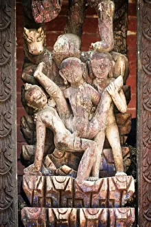 Kathmandu Valley Gallery: Tantric carvings on ancient Temple Struts