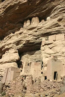 Dogon Country Gallery: Tellem dwellings at village of Banani