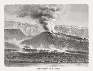 Greece Gallery: Thera crater on Santorini, Greece, wood engraving, published in 1897