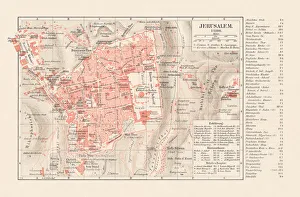 Topographic map of Jerusalem, lithograph, published in 1897 Topographic map of Jerusalem, lithograph, published in 1897
