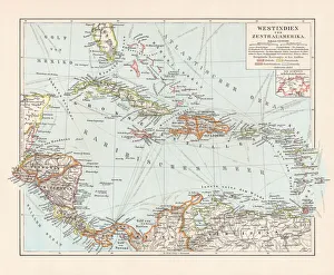 Topographic map of West Indies and Central America Topographic map of West Indies and Central America