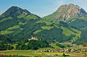 Palace Gallery: Town of Gruyeres with Gruyeres Castle, Gruyere District, Switzerland