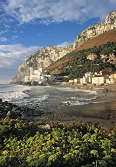 Town on mountain by sea , Catalan Bay , Gibraltar Town on mountain by sea , Catalan Bay , Gibraltar