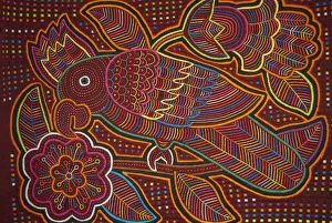 Traditional colorful hand stitched Kuna Indian mola Traditional colorful hand stitched Kuna Indian mola
